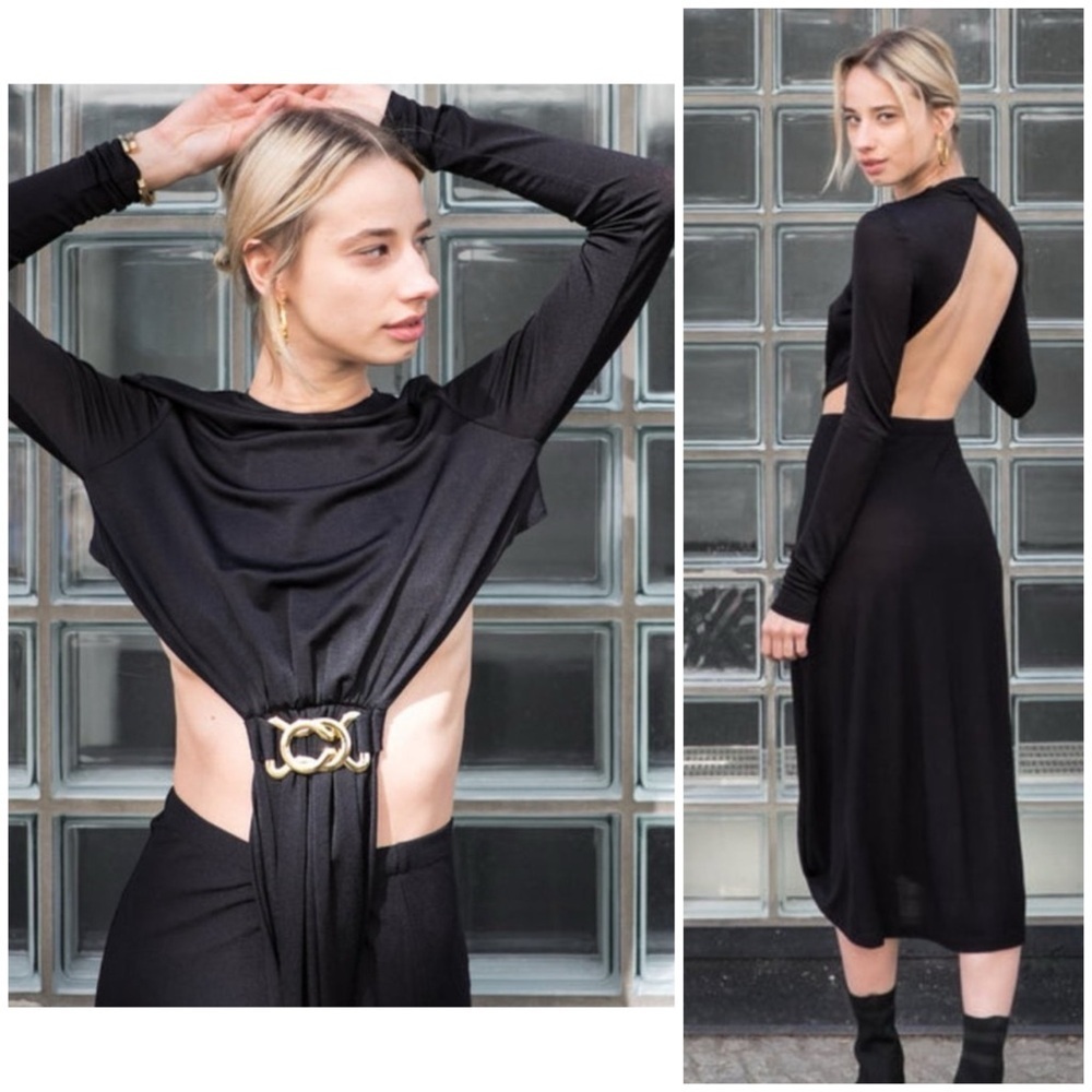 DoDo Bar Or Tina Buckle-Detailed Cutout Crepe Dress - Picture 5 of 16